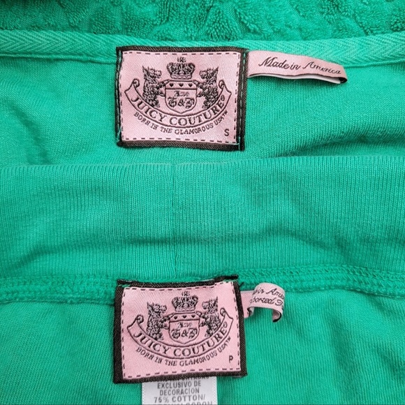 RARE VTG Juicy Couture 2 piece bright green hearts terrycloth cropped trackset - Picture 9 of 10